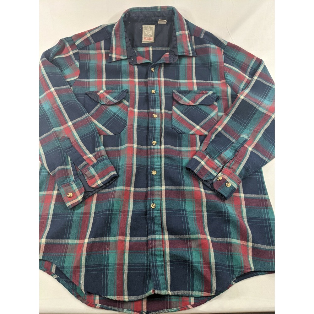 Vintage 90s Outdoor Exchange Unisex Blue Red  Plaid‎ Grunge  L
